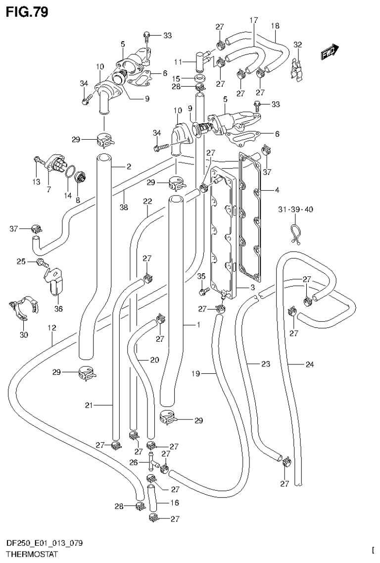 Suzuki DF200T, DF200Z, DF225T, DF225Z, DF250T, DF250Z THERMOSTAT parts diagram